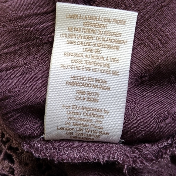 Free People Rockaway Oversized Crinkle Lace Back Long Sleeve Purple Blouse - XS - Picture 6 of 7